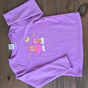 Girls Purple Owl Lands End Long Sleeve Pajama Shirt